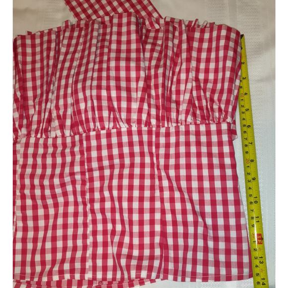 7th Ave New York & Co GINGHAM RED WHITE Halter Style Top FUNKY Checkered Sz L - Picture 15 of 15